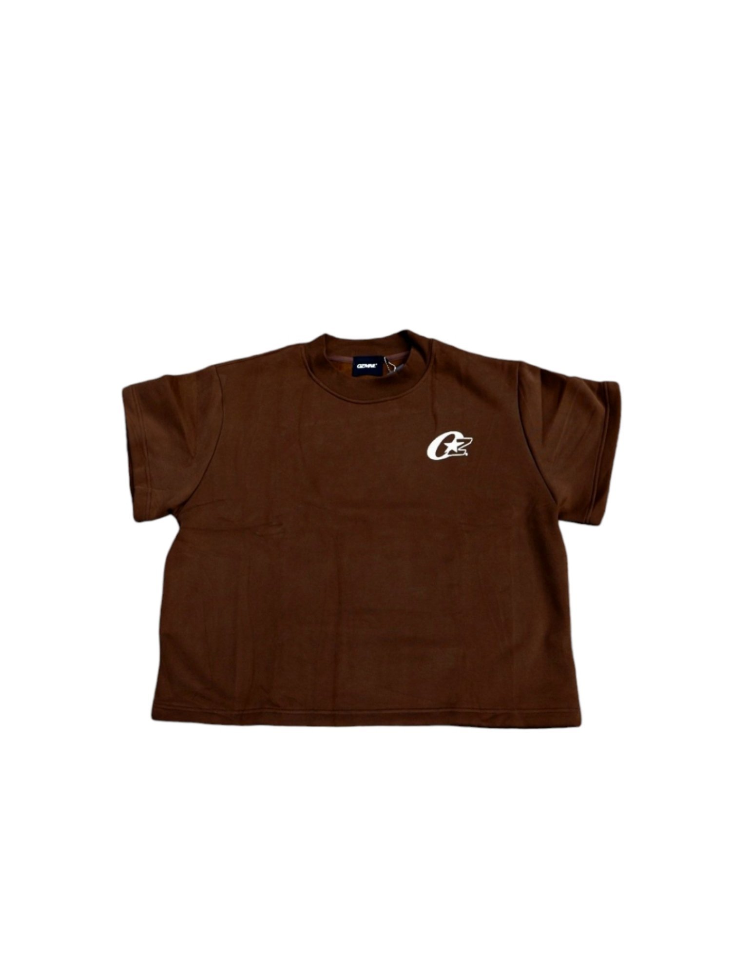 FLEECE CROPPED BOXY SHIRT "BROWN"