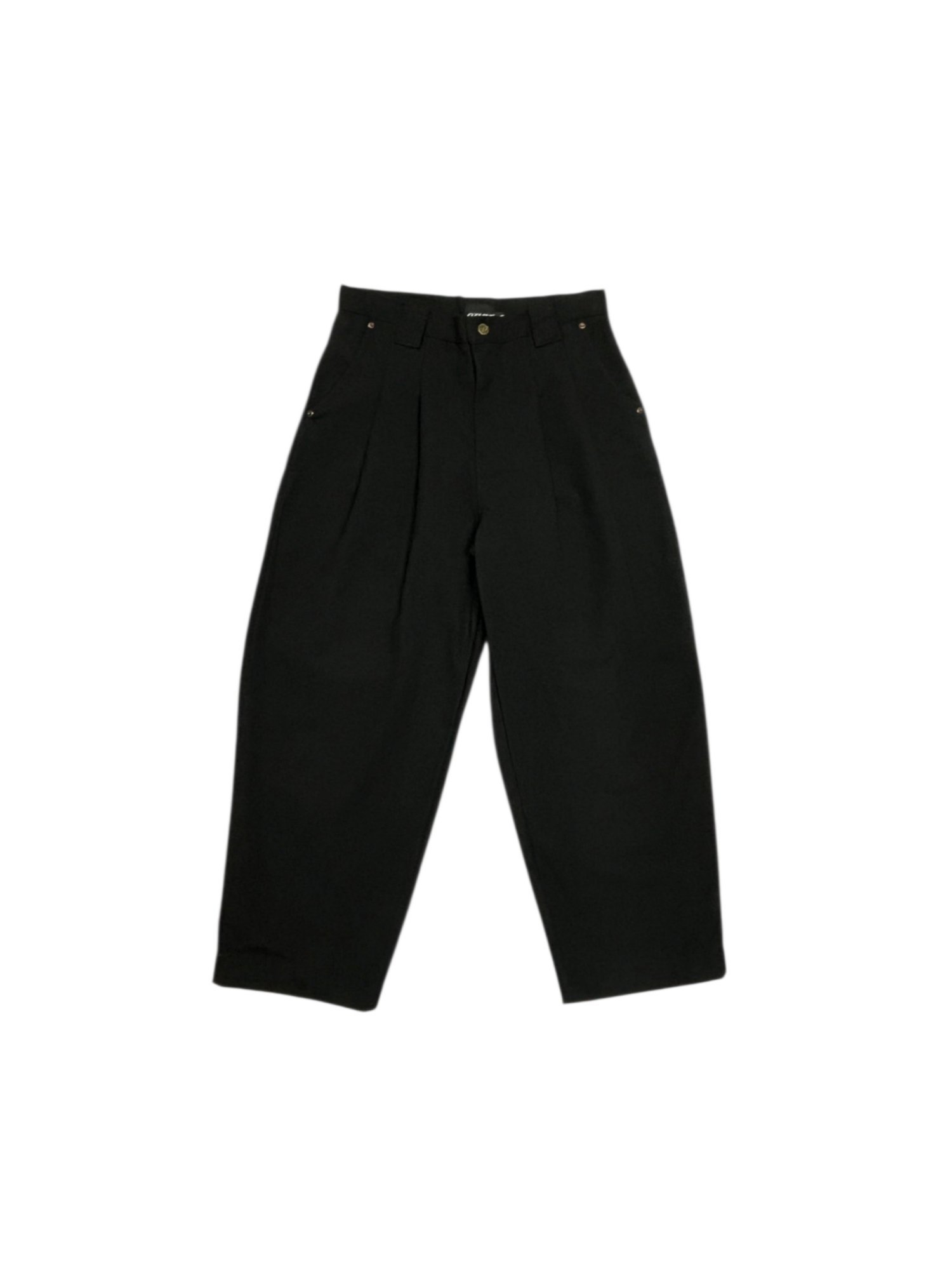PLEATED WORKER PANTS "BLACK"