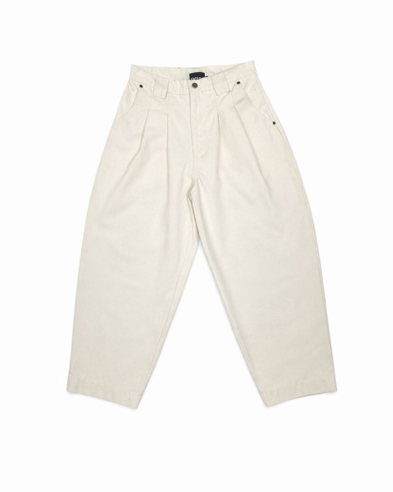 PLEATED WORKER PANTS "OAT"