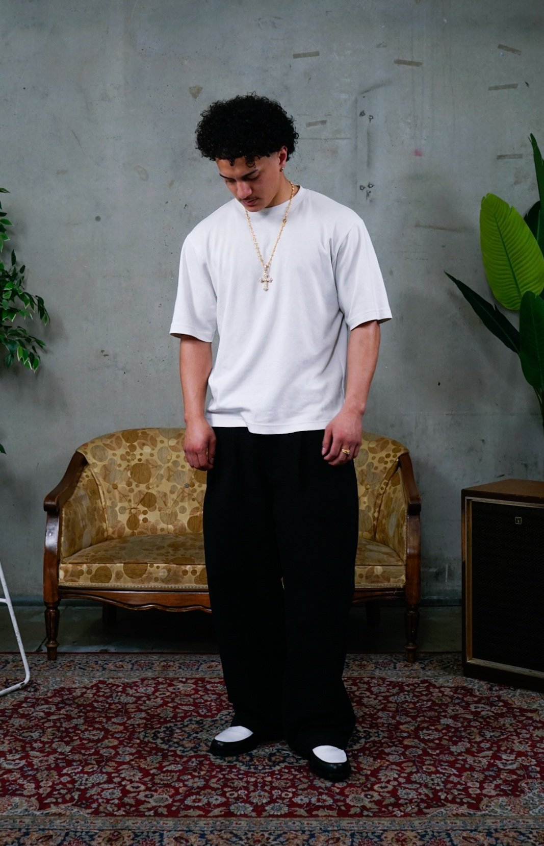 PLEATED WORKER PANTS "BLACK" - Image 4