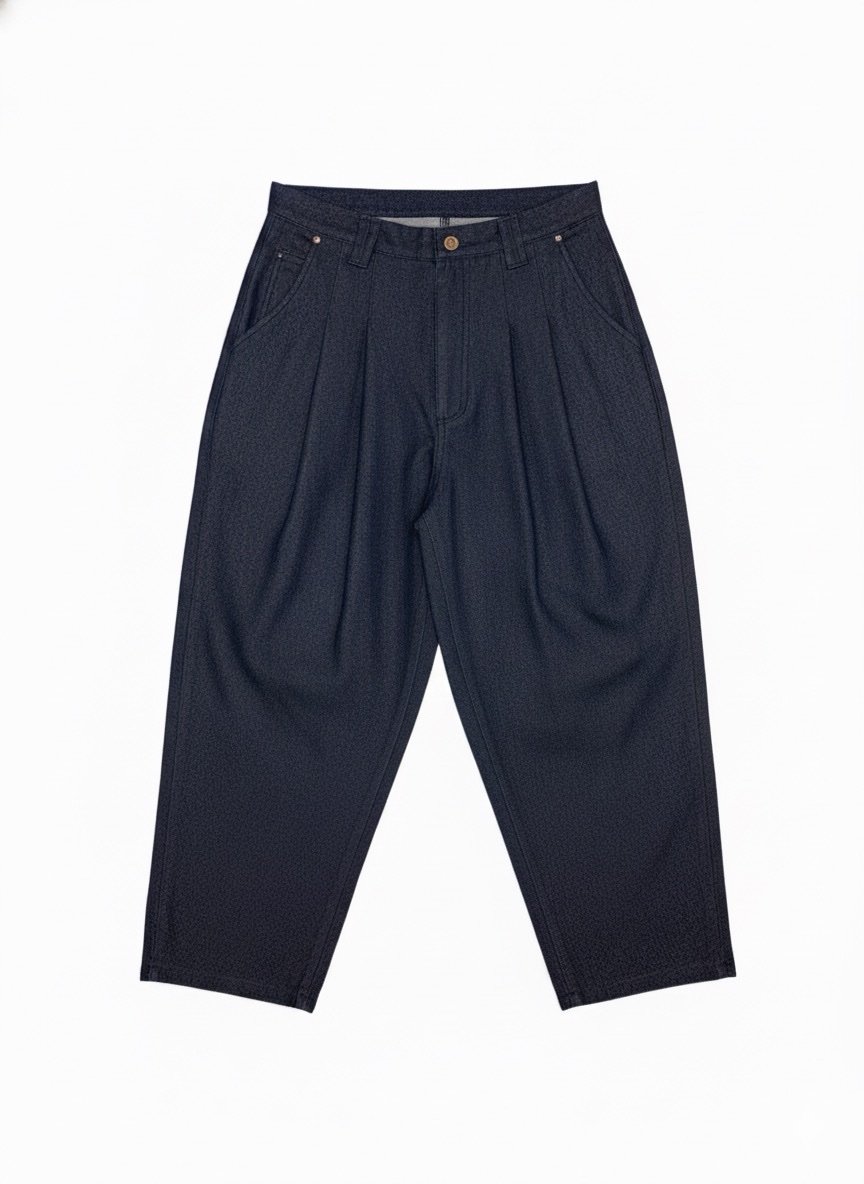 PLEATED WORKER PANTS “DENIM”